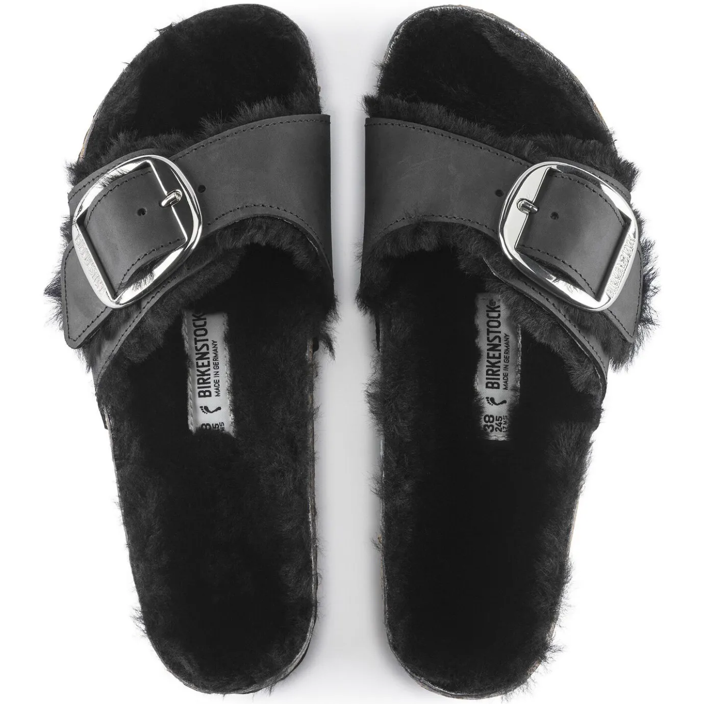 Birkenstock One-Strap Sandals<Madrid Big Buckle Shearling Black