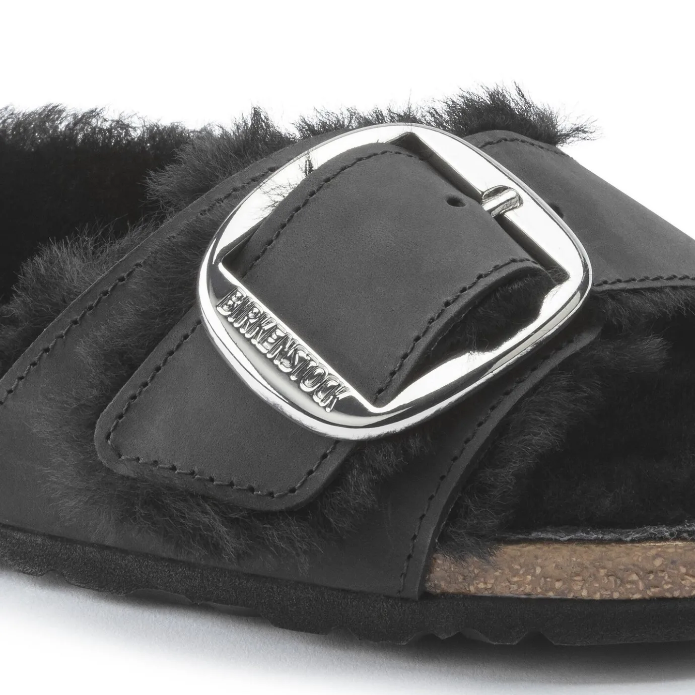 Birkenstock One-Strap Sandals<Madrid Big Buckle Shearling Black