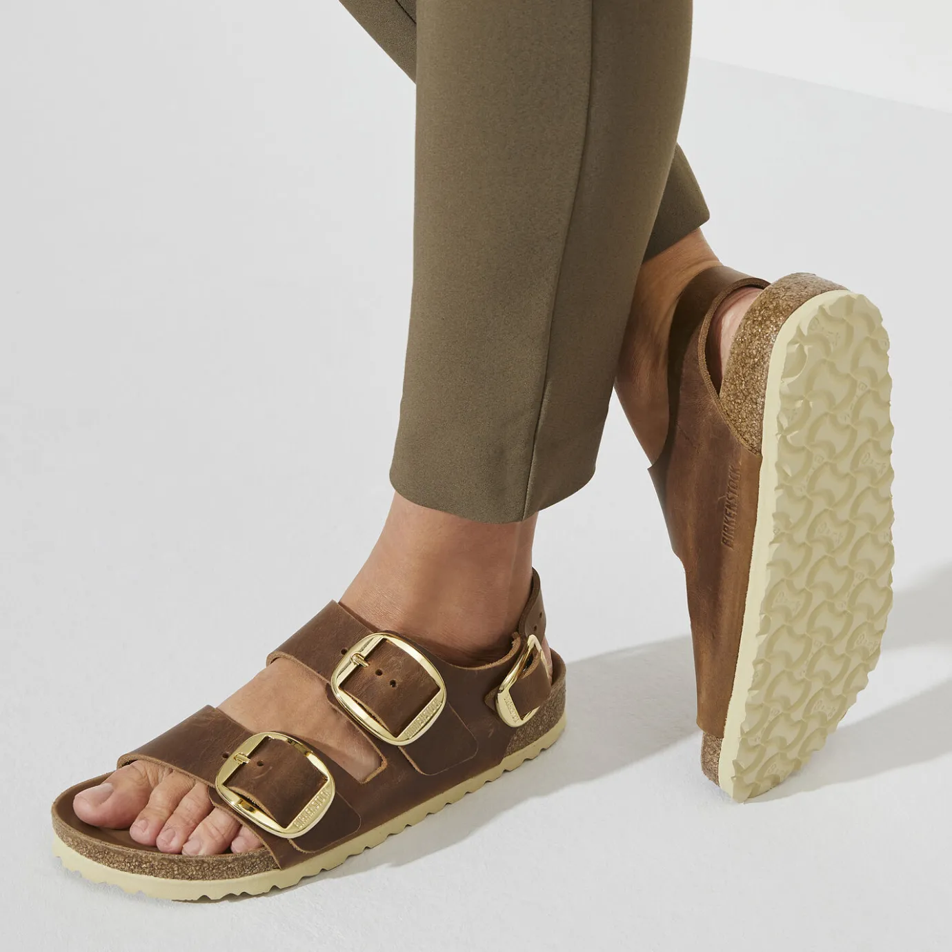 Birkenstock Multi-Strap Sandals<Milano Big Buckle Cognac