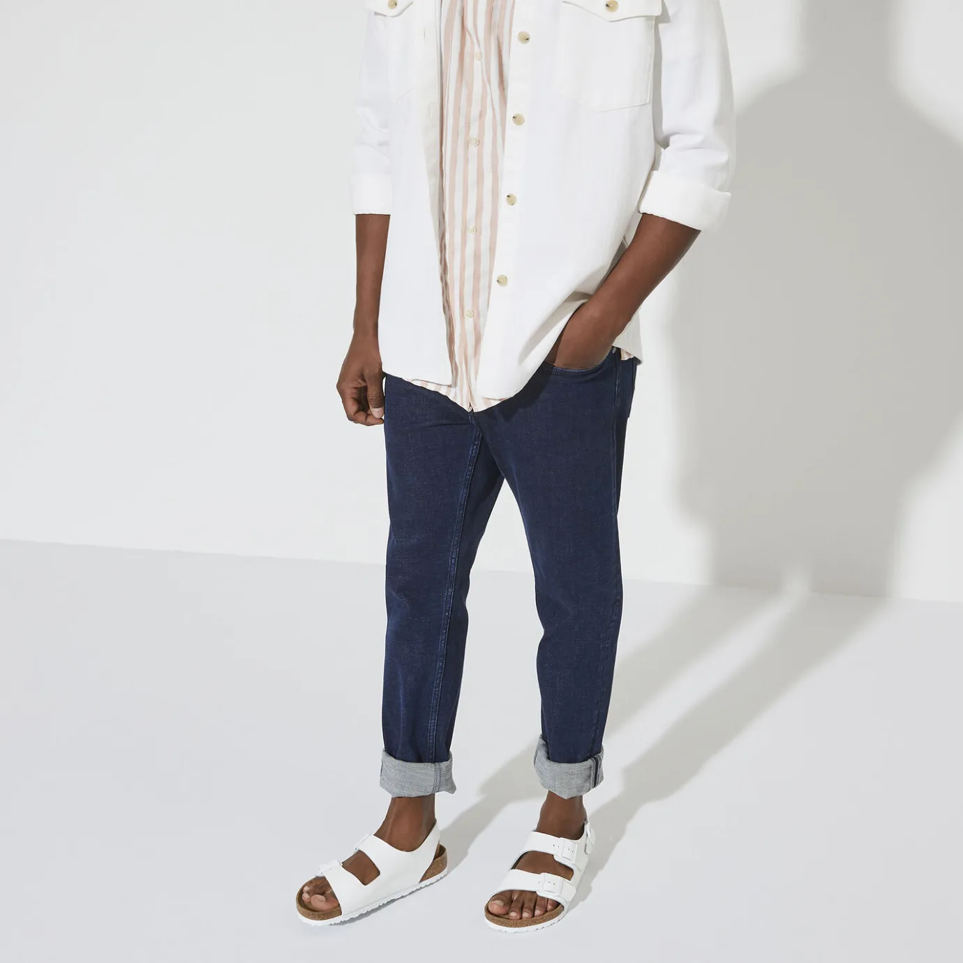Birkenstock Ankle-Strap Sandals<Milano Bs White