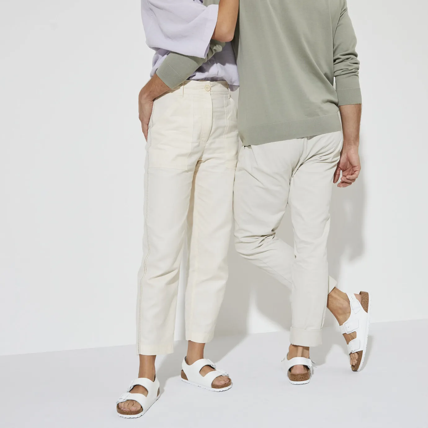 Birkenstock Ankle-Strap Sandals<Milano Bs White