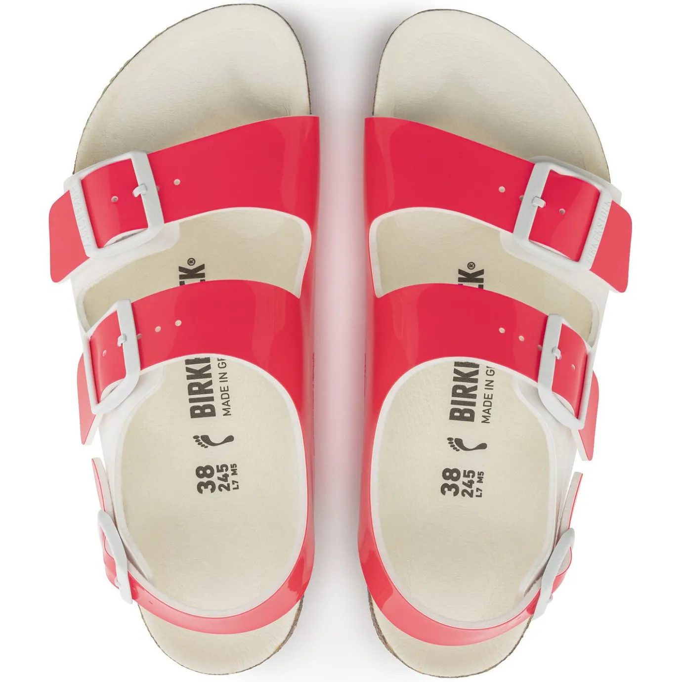 Birkenstock Ankle-Strap Sandals<Milano Bs Neon Pink/White Patent