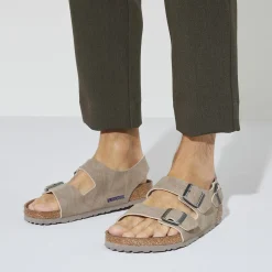 Birkenstock Ankle-Strap Sandals<Milano Vegan Desert Dust Gray Taupe